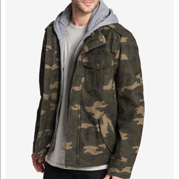 Levi's Other - Levi’s Camo Sherpa Lined Zip Out Hood Trucker Coat